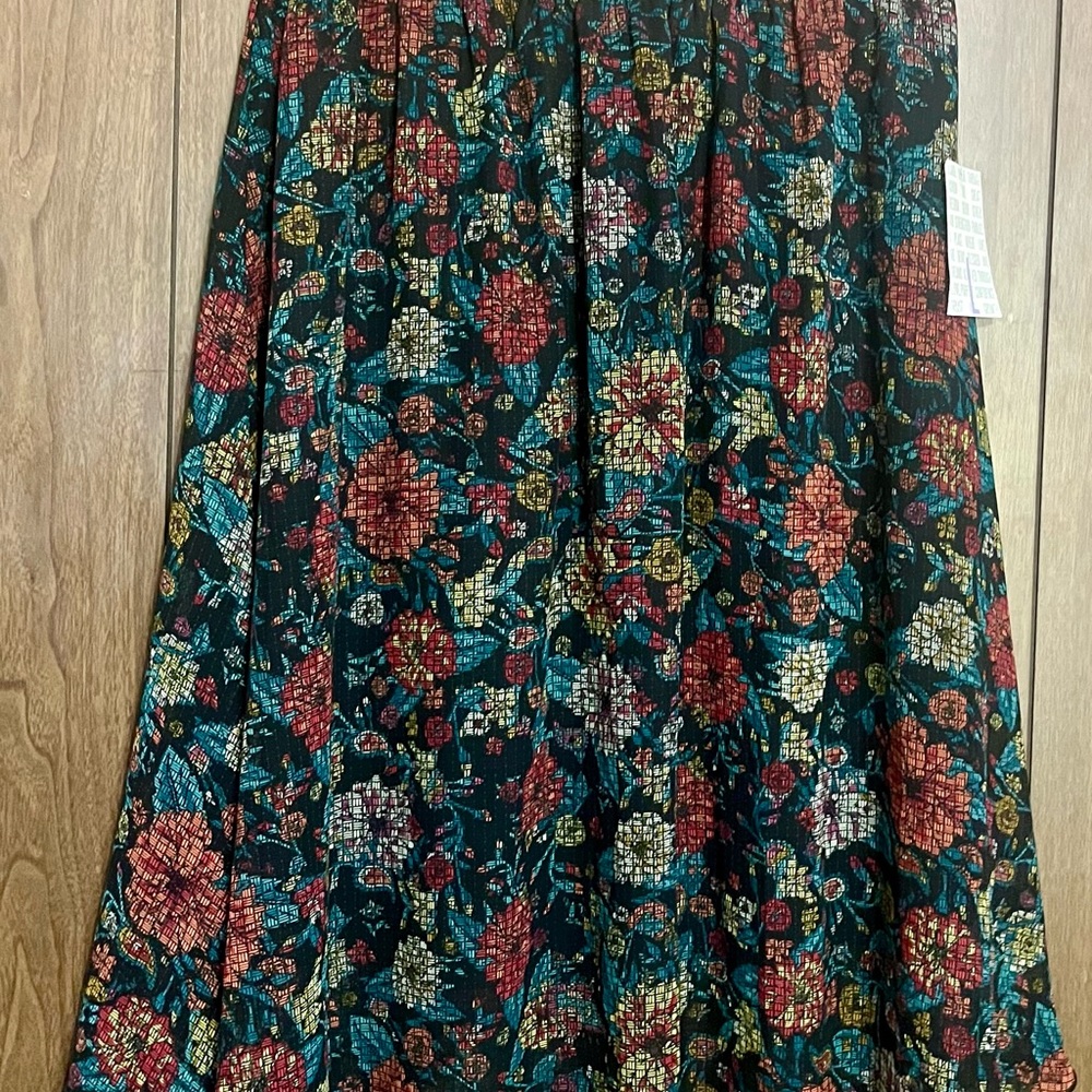 LuLaRoe Black and Blue Midi A-Line Skirt